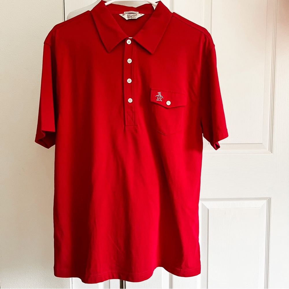 Original Penguin Heritage Slim Fit Red Polo Shirt Mens Sz XL